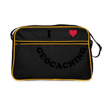 Geocaching - Retro Tasche - Schwarz/Gold - Vorne