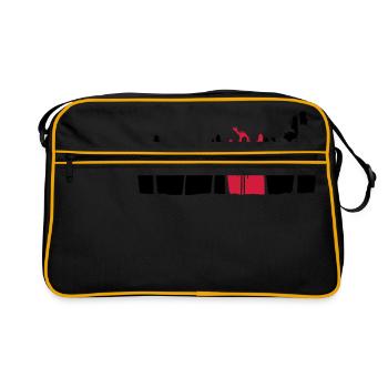 palms holiday island black alien man long arm - Retro Bag - black/gold - Front
