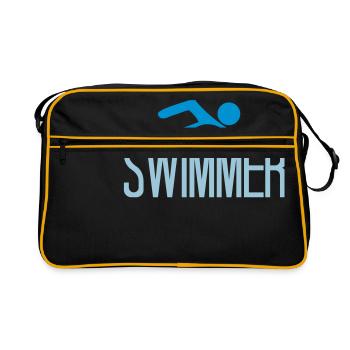 nageur logo conception pictogramme natation baignade - Sac Retro - noir/or - Devant