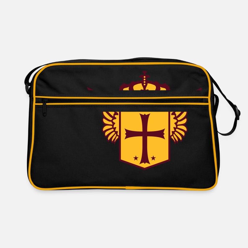 schild krone wappen kreuzritter kirche symbol kreu - Retro Tasche - Schwarz/Gold