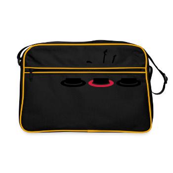 button pusher/ Knopfdrücker (2c) - Retro Tasche - Schwarz/Gold - Vorne