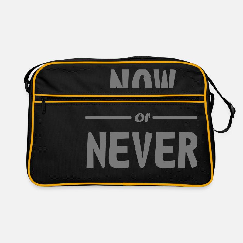 now or never Spruch (mit Farbänderung möglich) Retro Tasche