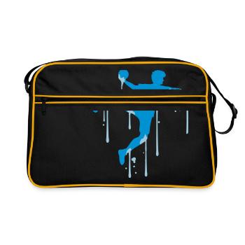 eis schmelzen tropfen graffiti farbe spray silhoue - Retro Tasche - Schwarz/Gold - Vorne