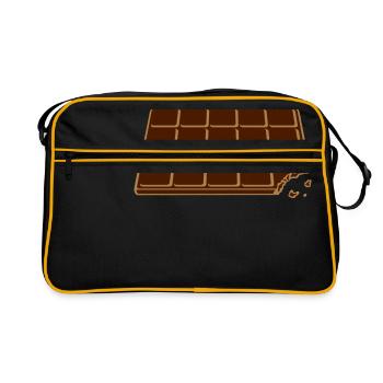 bite bitten chocolate hunger eat diaet leak - Retro Bag - black/gold - Front