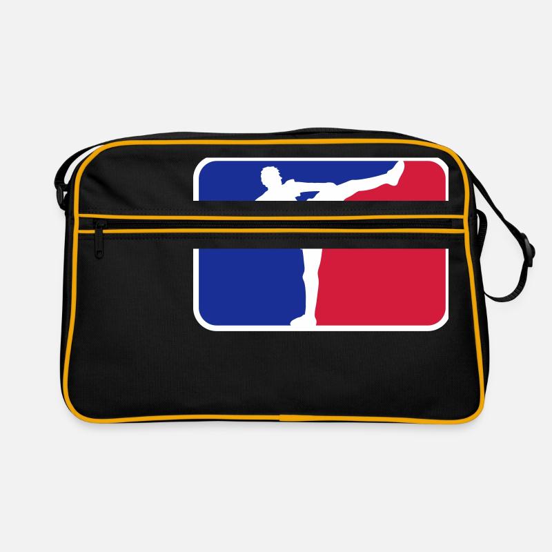 logo shield frame red blue kickboxer kickboxing ka Retro Bag