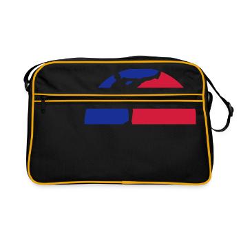 blue red semicircle moon night holiday evening sun f - Retro Bag - black/gold - Front
