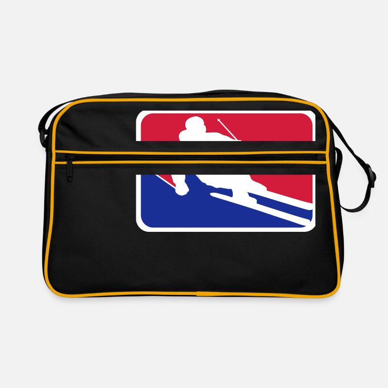 blue red button frame shield ski drive down Retro Bag