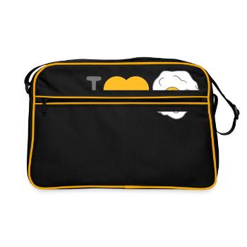 i love herz liebe spiegelei kochen braten essen ei - Retro Tasche - Schwarz/Gold - Vorne