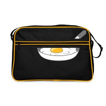frying pan fried egg cooking roast eat egg yolk - Retro Bag - black/gold - Front