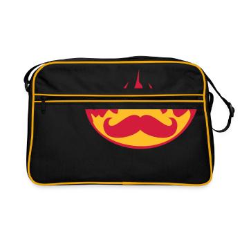 burn fire flames hot torch mustache cord - Retro Bag - black/gold - Front