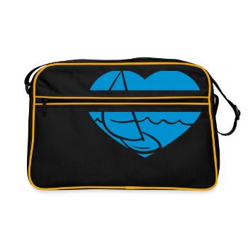 blue heart sailing silhouette love hobby i love sea we - Retro Bag - black/gold - Front