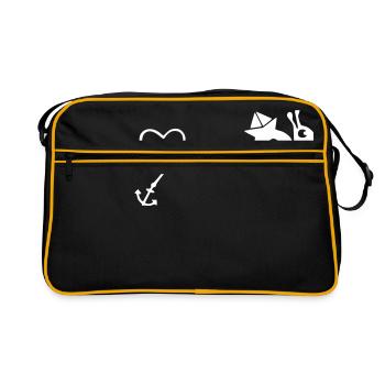 Snail maritime heart anchor boat - Retro Bag - black/gold - Front