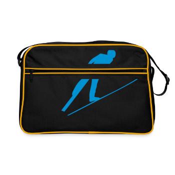 Nordic combination ski jump silhouette 1 - Retro Bag - black/gold - Front