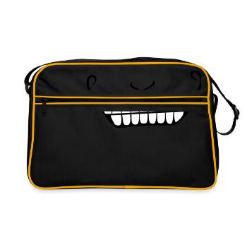 Grinsen / Cheshire cat smile (2c) - Retro Bag - black/gold - Front