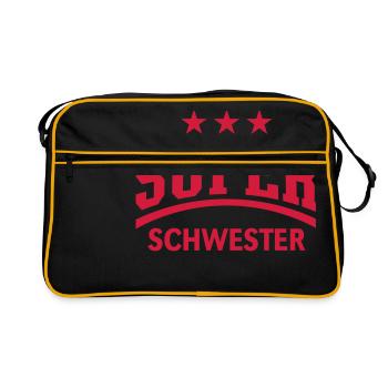 Super Schwester - Retro Tasche - Schwarz/Gold - Vorne