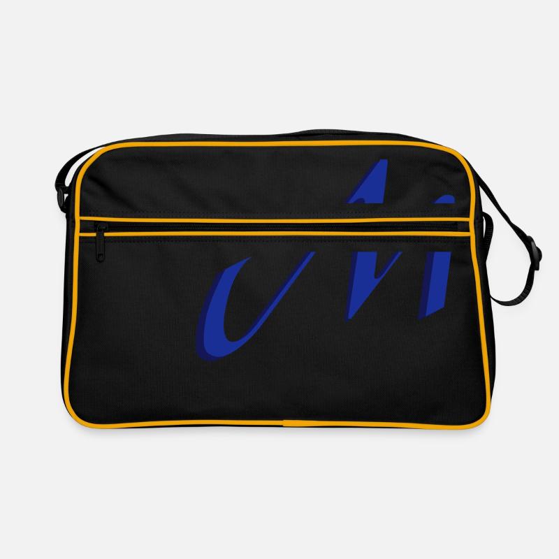 M, Buchstaben, Letters, Initialen - Retro Tasche - Schwarz/Gold