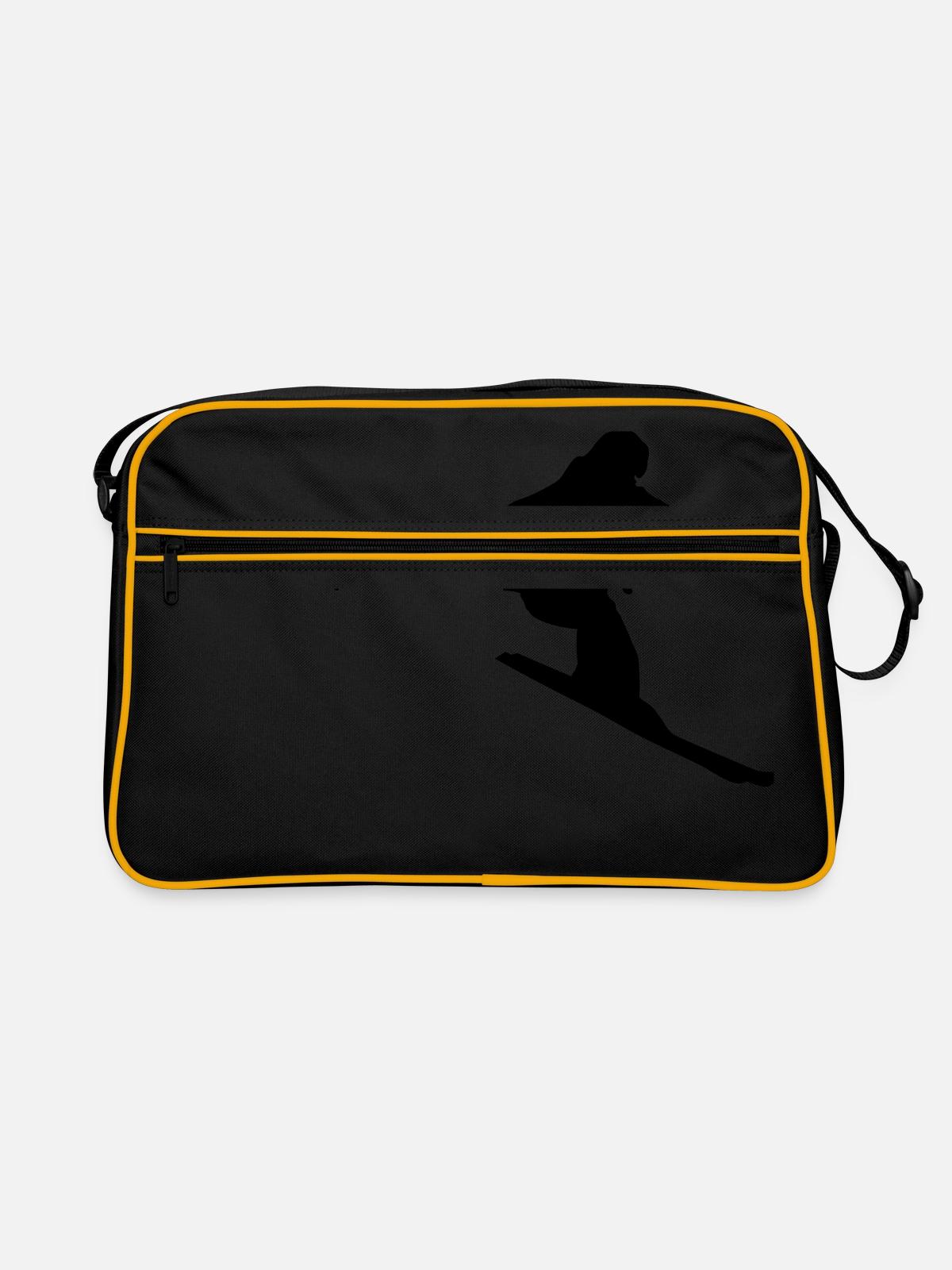 Skiing, Skier - Retro Bag - black/gold - Front