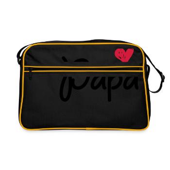 Papa - Für den Papa - Retro Tasche - Schwarz/Gold - Vorne