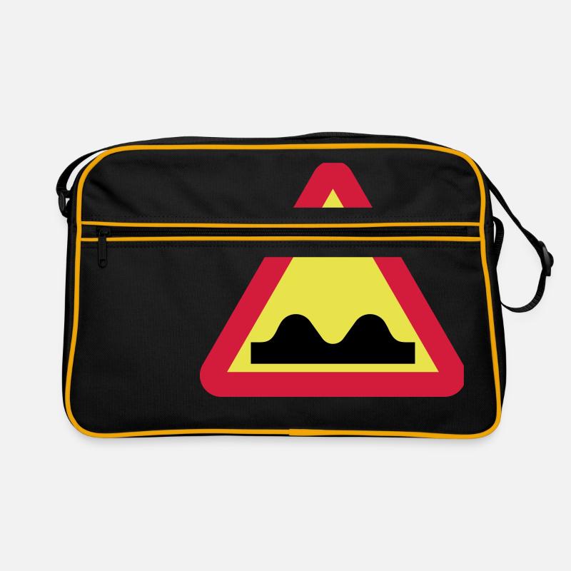 Warning sign for bumpy road Retro Bag
