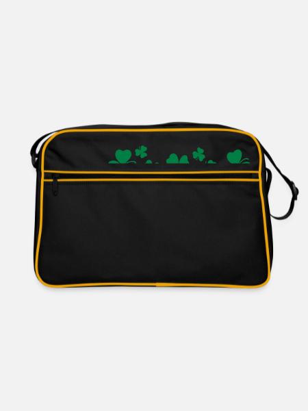 lucky charm shamrock - Retro Bag - black/gold - Front