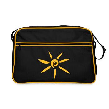 Dessin du soleil, symbole dessiné à la main - Sac Retro - noir/or - Devant