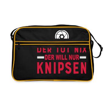 Der tut nix der will nur knipsen / Fotografie 2c - Retro Tasche - Schwarz/Gold - Vorne