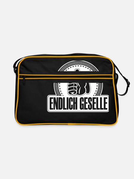 Endlich Geselle Daumen hoch - Retro Tasche - Schwarz/Gold - Vorne