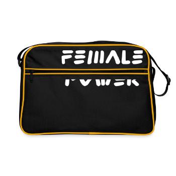 Female Power / Powerfrau / Super Girl Statement - Retro Tasche - Schwarz/Gold - Vorne