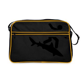 Shark - Surfer on shark - Retro Bag - black/gold - Front
