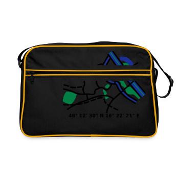 Wien Vienna city map - Retro Tasche - Schwarz/Gold - Vorne