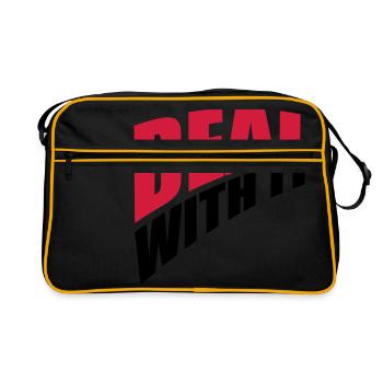 perspective spruch cool text deal with it relax - Sac Retro - noir/or - Devant