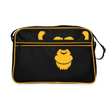 chimpanzee monkey head animal drawing - Retro Bag - black/gold - Front