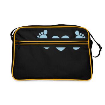 pieds de bébé avec coeur d'amour en bleu - Sac Retro - noir/or - Devant