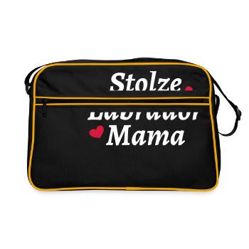 Stolze Labrador Mama - Retro Tasche - Schwarz/Gold - Vorne