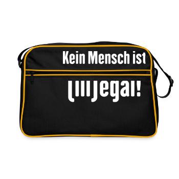 Kein Mensch ist (ill)egal! (illegal) - Retro Tasche - Schwarz/Gold - Vorne