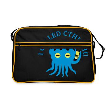 I called Cthulu (on the Phone) - Retro Tasche - Schwarz/Gold - Vorne