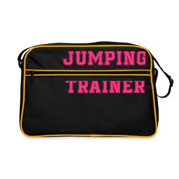 jumping trampolin girl jumpen jump Geschenk - Retro Tasche - Schwarz/Gold - Vorne