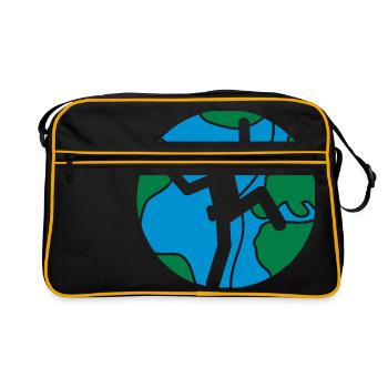 earth circle around planet world logo figure symbol mountain - Retro Bag - black/gold - Front
