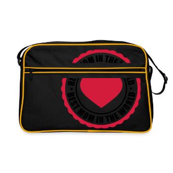 sticker aufkleber button kreis rund herz liebe mam - Retro Tasche - Schwarz/Gold - Vorne