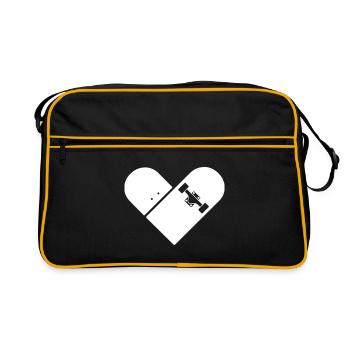 Minimal Skateboard - Heart Logo Design / Icon - Retro Bag - black/gold - Front