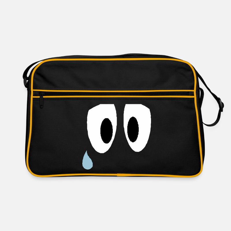Smiley Augen Traurig - Retro Tasche - Schwarz/Gold