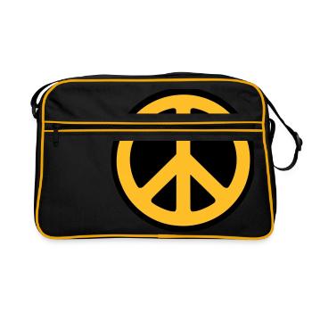 Peace - Frieden - Retro Tasche - Schwarz/Gold - Vorne