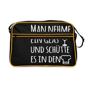 Man nehme Koch - Retro Tasche - Schwarz/Gold - Vorne