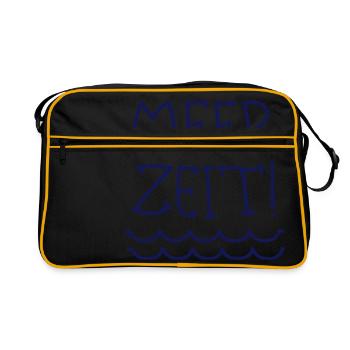 Meer Zeit Schriftzug - Retro Tasche - Schwarz/Gold - Vorne