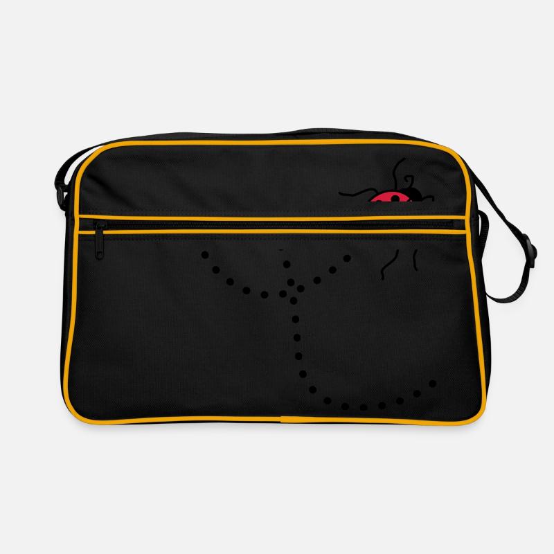 ligne pointillé chemin chemin coccinelle petits sues - Sac Retro - noir/or