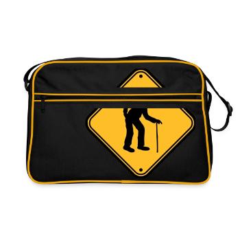 Bouclier attention danger danger attention avertissement - Sac Retro - noir/or - Devant