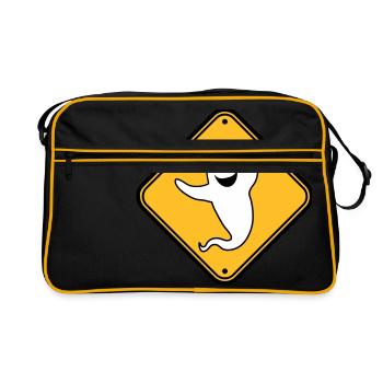 danger caution warning note danger shield vorsi - Retro Bag - black/gold - Front