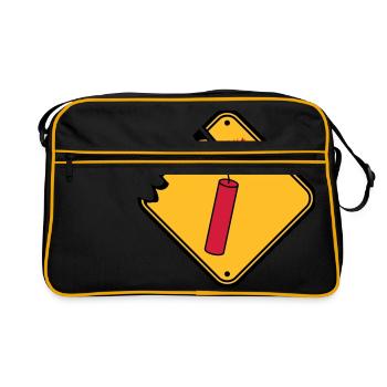 shield caution danger danger caution stan - Retro Bag - black/gold - Front
