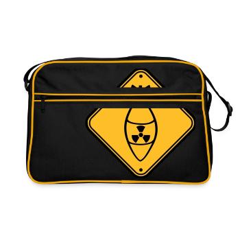 schild gefahr achtung warnung vorsicht atombombe r - Retro Tasche - Schwarz/Gold - Vorne