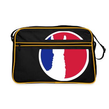 logo bleu rouge rond cercle silhouette contour lama ka - Sac Retro - noir/or - Devant